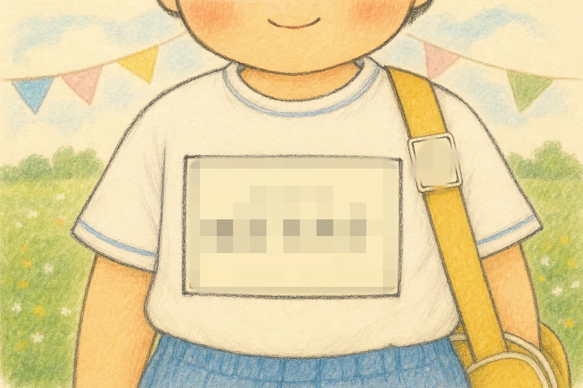 名札の部分だけがモザイクで覆われ、文字が読めなくなった加工後の状態